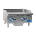 image of Globe GG24G 24" Countertop Gas Griddle, Manual Controls, 1" Steel Plate, 60.000 BTU