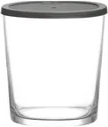 image of LAV HORECA CDZ334 PK222 - Clear Glass Food Container with Gray Lid, 11.5 oz (3-1/4" H x 3-1/4" R⌀ x 2⅞" B⌀) - 12/Case