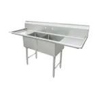 image of GSW USA SEE18182D 72" S.Steel 2 Compartment Sink with 2 Drainboards, 72"W X 24"D X 45"H / 18 Gauge