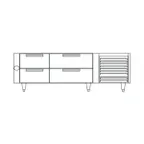 image of Garland US Range UN17C66 66" 4 Drawers Polar Cuisine Refrigerated Chef Base, Self-Contained