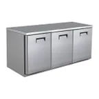 image of QualServ UCFZ372-SS61A 72" 3-Door Undercounter Freezer, Stainless Steel, 19.86 cu. ft.