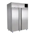 image of QualServ UCFZ553-SS71A 52" Two Section Reach In Freezer w/ Solid Door, All Stainless Steel, 49 cu. ft.