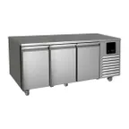 image of QualServ UCFZ570-SS61A 76" 3-Section Undercounter Freezer w/ 3 Doors, 15.57 cu. ft.