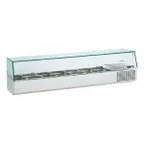 image of QualServ UCGAC166 65" Glass-Top Refrigerated Condiment Rail, (7) GN 1/3 pans capacity