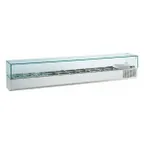 image of QualServ UCGAC223 87" Glass-Top Refrigerated Condiment Rail, (10) GN 1/3 pans capacity