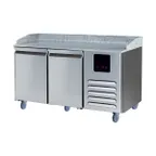 image of QualServ UCPP466-SS61A 65" 2-Section Refrigerated Pizza Prep Table w/ 2 Doors, 14 cu. ft.