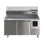 image of QualServ UCPP566-SS61A 65" 2-Section Refrigerated Pizza Prep Table w/ 2 Doors, 14 cu. ft.