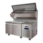 image of QualServ UCPS568-SS61A 68" 2-Door Refrigerated Pizza Prep Table, Marble Top, 13.94 cu. ft.