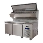 image of QualServ UCPS572-SS61A 72" 2-Door Refrigerated Pizza Prep Table, 13.94 cu. ft., Marble Top, 9 Pans
