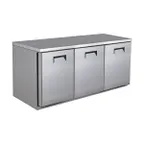 image of QualServ UCRE372-SS61A 72" 3-Door Undercounter Refrigerator, Stainless Steel, Front Breathing, 19.86 cu ft