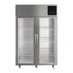 image of QualServ UCRE553-SG71A 53" Two Section Reach-In Refrigerator w/ 2 Glass Doors, Top Mount, Stainless Steel, 49 cu. ft.