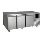 image of QualServ UCRE570-SS61A 72" 3-Solid Door Undercounter Refrigerator, Stainless Steel, 15.57 cu. ft.