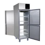 image of QualServ UCRP225-SS31A 31" 1-Section Pass-Thru Refrigerator, 25 cu. ft., 4 Half Solid Doors, Top Mounted