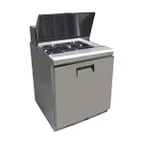 image of QualServ UCSP127-SS11A 27" 1-Door Sandwich and Salad Prep Table, 8 Pans, Stainless Steel