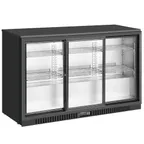 image of Unity U-BB3 3-Section Cooler, 54" 12 cu ft, Black, Glass Sliding Doors, Shelves, Temp Control