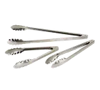 image of Adcraft XHT-10 Utility Tongs – 9-1/2" Stainless Steel, Spring, Scalloped Edges, Handle
