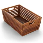 image of American Metalcraft AWC21 Wooden Crate, Rectangular 13"x21"x7-7/8" Acacia Finish