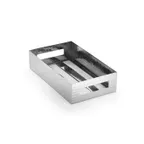image of American Metalcraft SHMH1 Stainless Steel Crate, 9-1/4" W x 5-3/8" D x 2-1/4" H, Hammered Finish