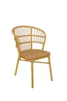 image of BFM Seating PH28C-NT Outdoor Stacking Armchair, Roatan Aluminum Armchair, Bamboo-Finish Weave Seat