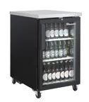 image of Blue Air BLBB23-1BG-HC Back Bar Cooler 24" Wide, Black Steel, Glass Door with Lock, 1/4 HP