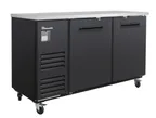 image of Blue Air BLBB69-3B-HC Back Bar Cooler, 69" Wide x 30" Deep, Black Exterior, Top, 1/3 HP R290, Casters