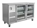 image of Blue Air BLBB69-3SG-HC 69" Back Bar Cooler, 2-Section, Stainless Steel, 2 Glass Doors, 4 Shelves