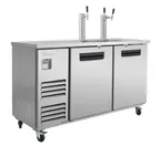 image of Blue Air BLKC69-3S-HC Keg Cooler, 69" Wide Stainless Steel, 1/2 Barrel (2) Capacity