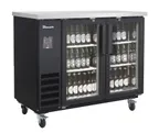 image of Blue Air BLNBB-48BG-HC Back Bar Cooler, 49-1/8" W, 2 Glass Doors, Stainless Steel Top, Black Exterior