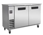 image of Blue Air BLNBB-60S-HC Back Bar Cooler, 61-1/8" W, 22-26" D, Stainless Steel, 2 Solid Doors, 4 Shelves