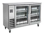 image of Blue Air BLNBB-60SG-HC Back Bar Cooler, 61-1/8" W, 22-26" Depth, 2 Glass Doors, 4 Shelves, R290, 115V