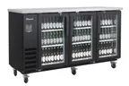 image of Blue Air BLNBB-72BG-HC Back Bar Cooler, 73" W x 22" D, 3 Glass Doors, Stainless Top, Black, R290, 115V