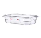 image of Carlisle 09816 - GN 1/4 Clear Polycarbonate Food Pan, 2.5" Deep, Integrated Label, Araven Design