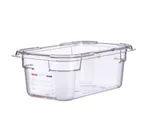 image of Carlisle 09817 Araven GN 1/4 Food Pan, 4" Deep, Clear Polycarbonate, Integrated Label
