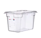 image of Carlisle 09820 - GN 1/3 Clear Polycarbonate Food Pan, 6" Deep with Integrated Label, Araven Series