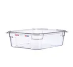 image of Carlisle 09822 Araven GN 1/2 Food Pan, 4" Deep Clear Polycarbonate, Integrated Label, Smallwares