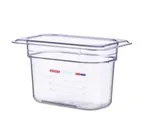 image of Carlisle 09837 Araven GN 1/9 Food Pan, 4" Deep Clear Polycarbonate with Integrated Label