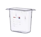 image of Carlisle 09838 Araven GN 1/9 Food Pan, 6" Deep Clear Polycarbonate, Integrated Label