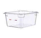 image of Carlisle 09842 - GN 1/2 Plastic Food Pan, 6" Deep, Clear Polycarbonate, Integrated Label