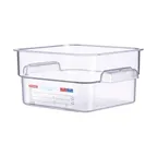 image of Carlisle 91900 Plastic Food Pan - 2 Qt Square Clear Polycarbonate Container with Integrated Label
