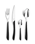 image of Amefa 2274PNB000320 Dinner Fork – 8 1/3" Stainless Steel, Black Wood‑Grain ABS Handle, Safe - Case