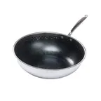 image of Black Cube BCC2230 - 11.75" Ceramic QR Wok, 3‑Ply Stainless Steel, Oven Safe to 540°F, Scratch‑Resistant