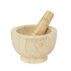 image of Cilio C422016 - Champagne Marble Mortar & Pestle, 5.25"W x 5.25"D x 3.5"H, Pestle 4-6" Length