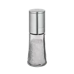 image of Cilio C613292 Bari Salt Mill - 5-1/2" H x 2" Dia, Adjustable Ceramic Grinder, Stainless Steel & Glass