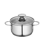 image of Kuechenprofi K2370702814 Stockpot 1 Quart (5.5" Dia.) Steel Glass Lid Induction Ready