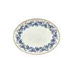 image of Turgla T-KRAZT31OV-6 Kario Oval China Platter, 12" x 9.5" x 1" Porcelain, Blue Vitrified Finish