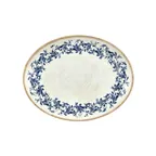 image of Turgla T-KRAZT36OV-6 Kario Oval China Platter, 14" x 11" x 1.25" Porcelain, Blue Vitrified Finish