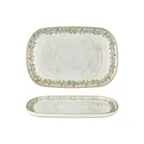 image of Turgla T-ROLVHL34OV-6 Oliva Oval China Platter, 13.5" x 9" x 0.75" Porcelain, Green Vitrified Finish