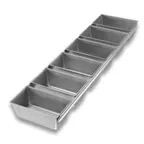 image of Chicago Metallic 41465 - 6‑Pan Bread Set, 5‑5/8” x 3‑1/8” Strapped, 26‑Gauge Aluminized Steel, 6/Set