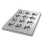 image of Chicago Metallic Bakeware 43045 Star Cake Pan, 12-Cup 4-1/2" Cakes, Steel, AMERICOAT Glaze - 1/Each