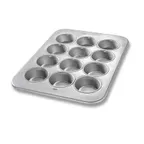 image of Chicago Metallic Bakeware 43645 Muffin Pan, 12‑7/8" x 17‑7/8", 12‑Cup, 26‑Gauge Steel, AMERICOAT® Glaze